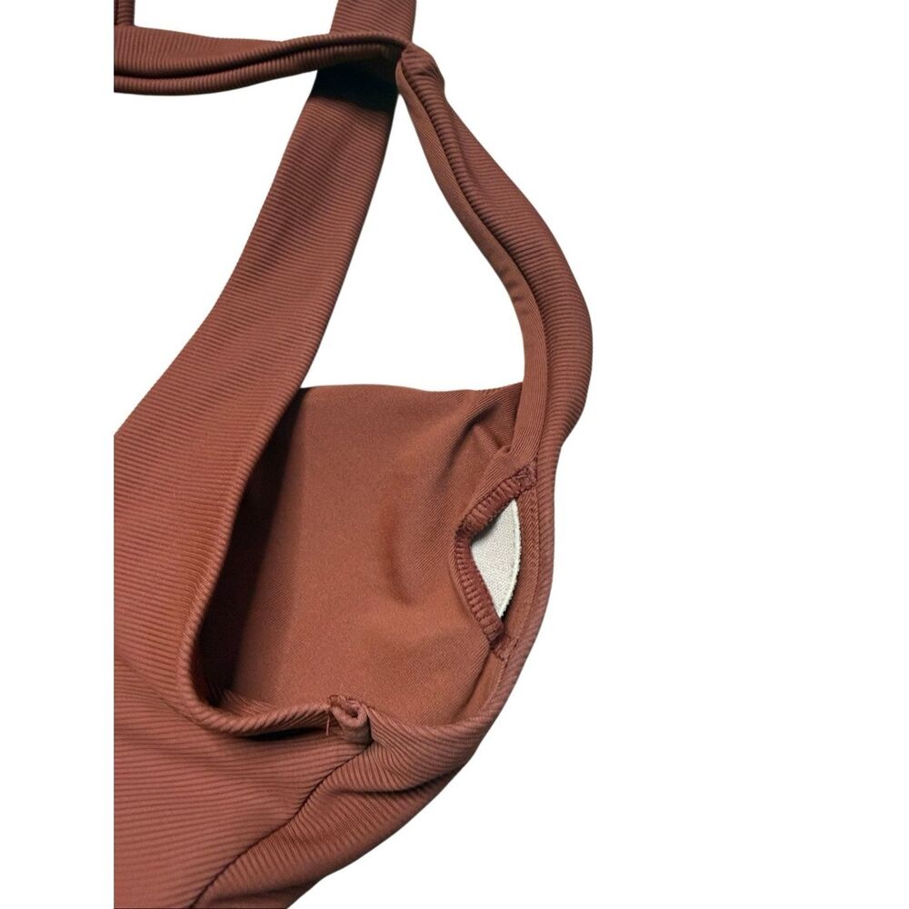 Prana Ella Ribbed Cross Back Bikini Top Rust Brown XS - Picture 5 of 7